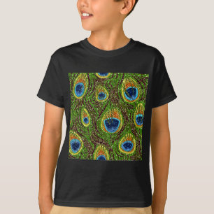 Colorful Peacock Feathers Print T-Shirt