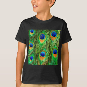 Colorful Peacock Feathers Print T-Shirt