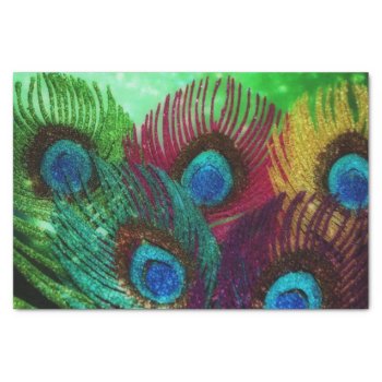 Colorful Peacock Feathers Tissue Paper by Peacocks at Zazzle