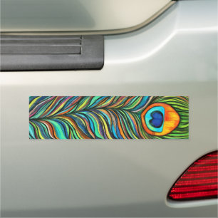 Colorful Peacock Firebird Feather Painting Car Magnet