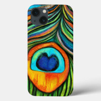 Colorful Peacock Firebird Feather Painting