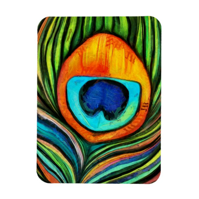 Colorful Peacock Firebird Feather Painting    Magnet (Vertical)