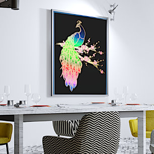 Colorful Peacock Foil Prints