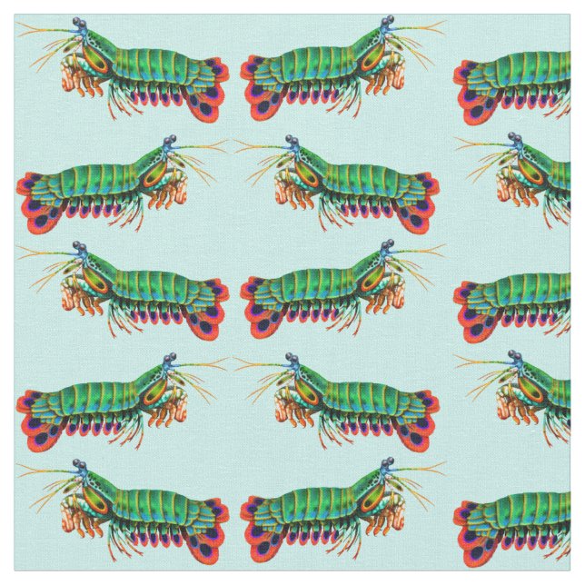 Colorful Peacock Mantis Shrimp Fabric (Close Up)