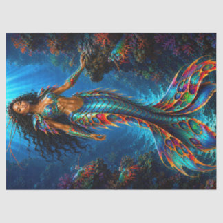 Colorful Peacock Mantis Shrimp Mermaid Warrior Tissue Paper