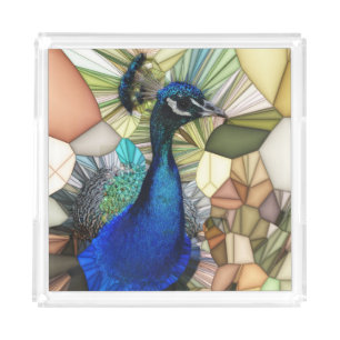 Colorful Peacock Mosaic Acrylic Tray