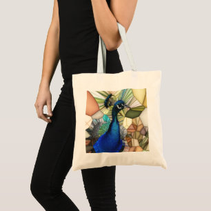 Colorful Peacock Mosaic Budget Tote Bag