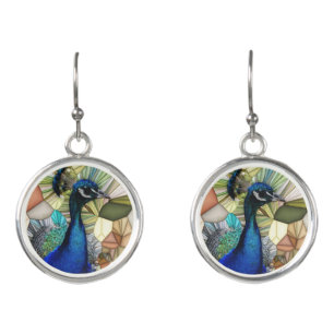 Colorful Peacock Mosaic Earrings
