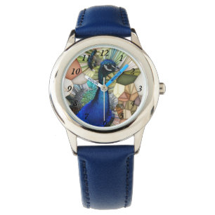 Colorful Peacock Mosaic Kids Watch