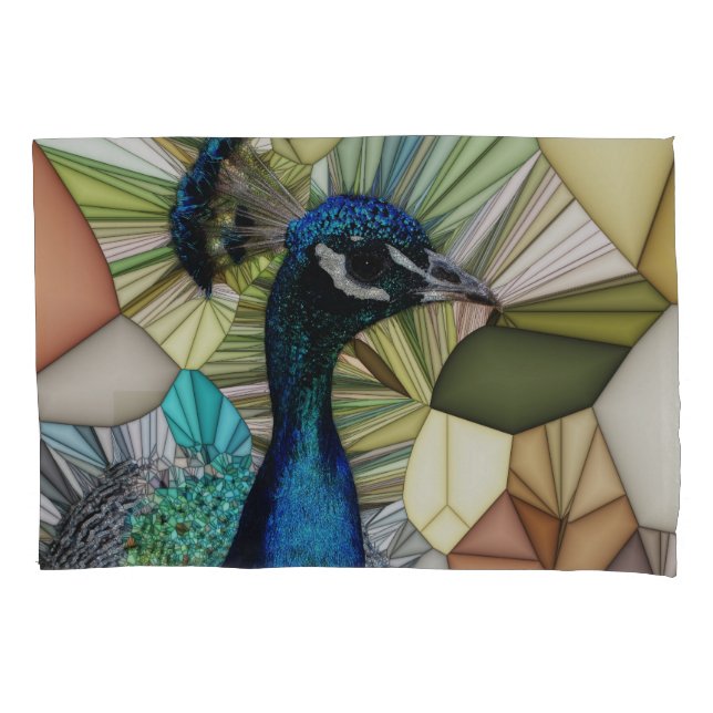 Colorful Peacock Mosaic Pillowcase (Front)
