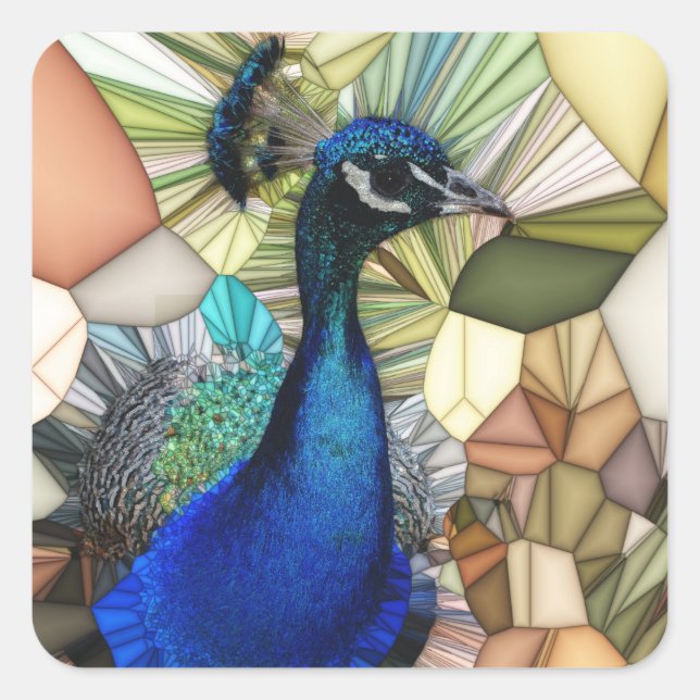 Colorful Peacock Mosaic Stickers (Front)