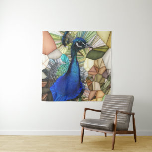 Colorful Peacock Mosaic Tapestry