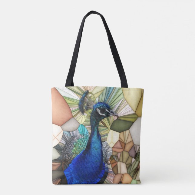 Colorful Peacock Mosaic Tote Bag (Back)