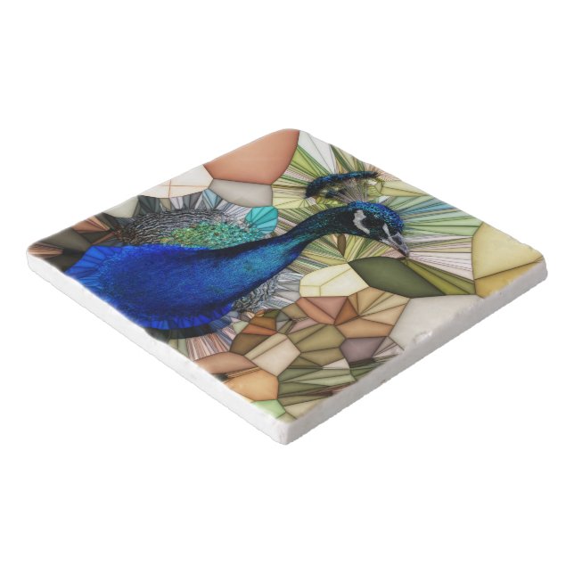 Colorful Peacock Mosaic Trivet (Corner)