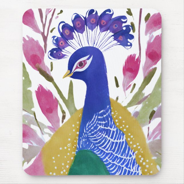Colorful Peacock Mouse Pad (Front)