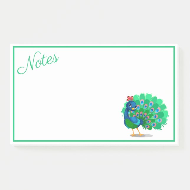 Colorful Peacock Post-It Notes (Front)