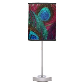 Colorful Peacock Table Lamp by Peacocks at Zazzle