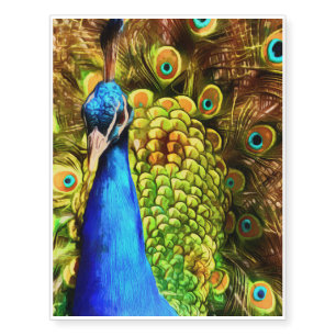 Colorful Peacock Temporary Tattoos