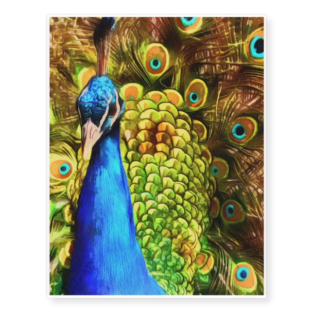 Colorful Peacock Temporary Tattoos (Front)