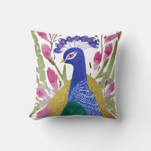 Colorful Peacock Throw Pillow
