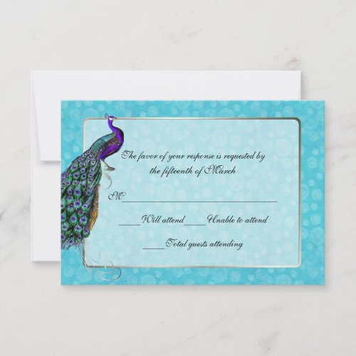 Colorful Peacock Wedding RSVP Response Card
