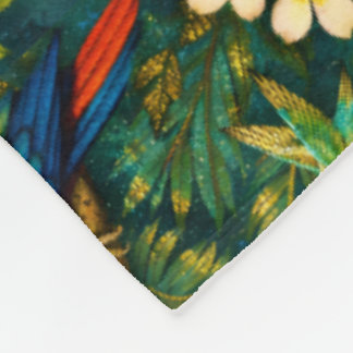 Colorful Peacocks and Parrots in tropical gold Fleece Blanket