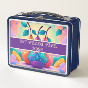 Colorful pear 1st grade star 2025 metal lunch box