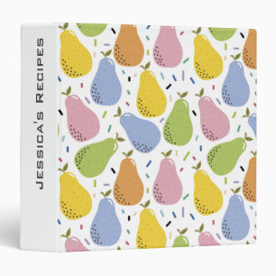 Colorful Pears Fruit Pattern Personalised Recipe 3 Ring Binder