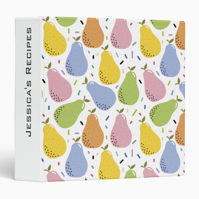 Colorful Pears Fruit Pattern Personalised Recipe 3 Ring Binder (Front/Spine)