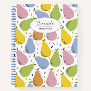 Colorful Pears Fruit Pattern Personalised Recipe Notebook