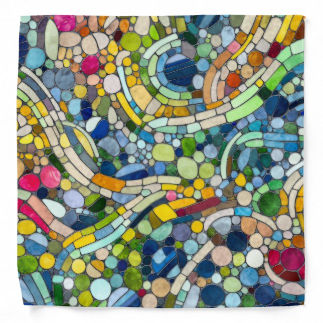 Colorful Pebbles Mosaic Art Bandana (Front)