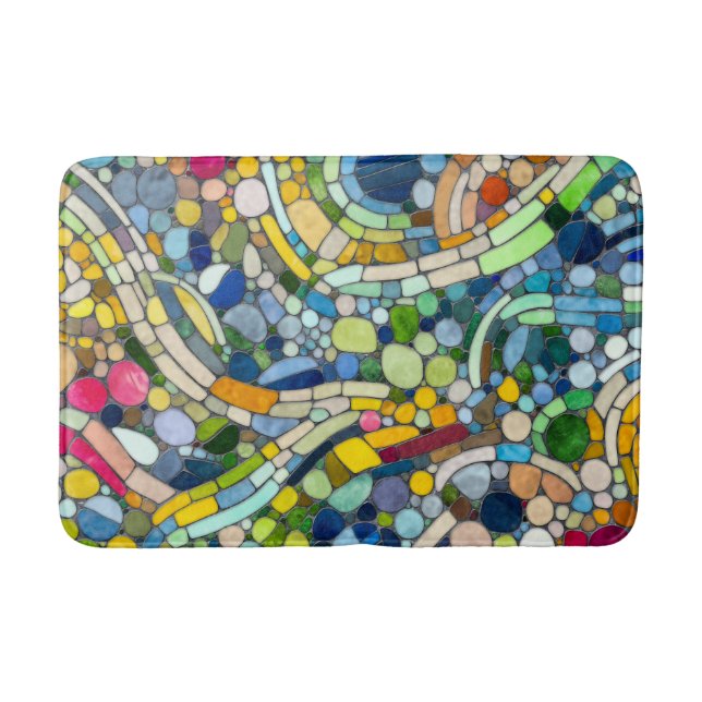 Colorful Pebbles Mosaic Art Bath Mat (Front)