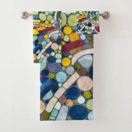 Colorful Pebbles Mosaic Art Bath Towel Set