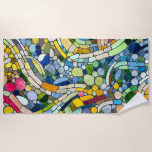 Colorful Pebbles Mosaic Art Beach Towel