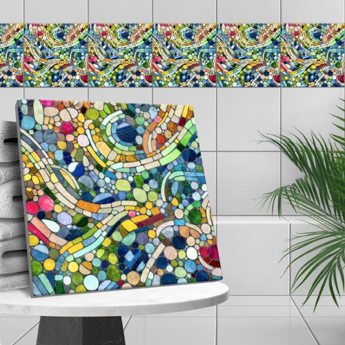 Colorful Pebbles Mosaic Art Ceramic Tile