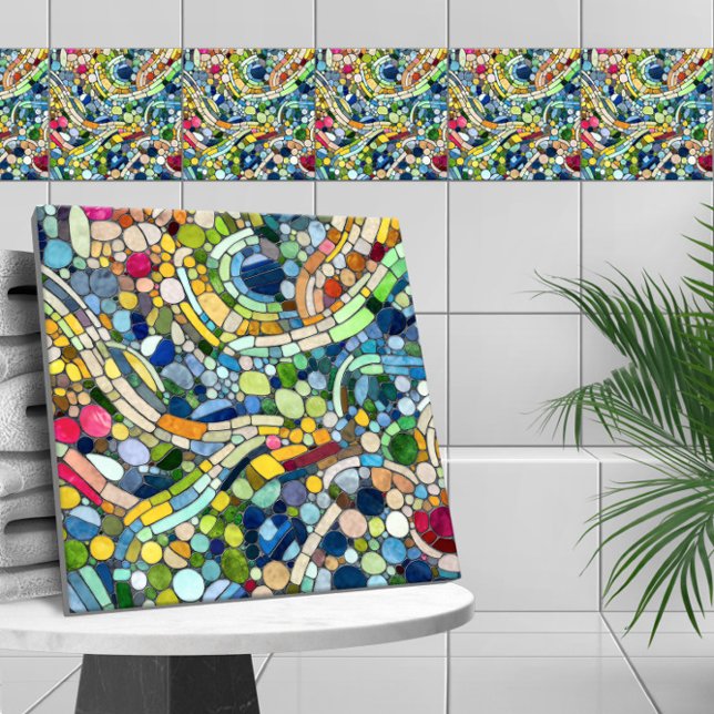 Colorful Pebbles Mosaic Art Ceramic Tile (Creator Uploaded)