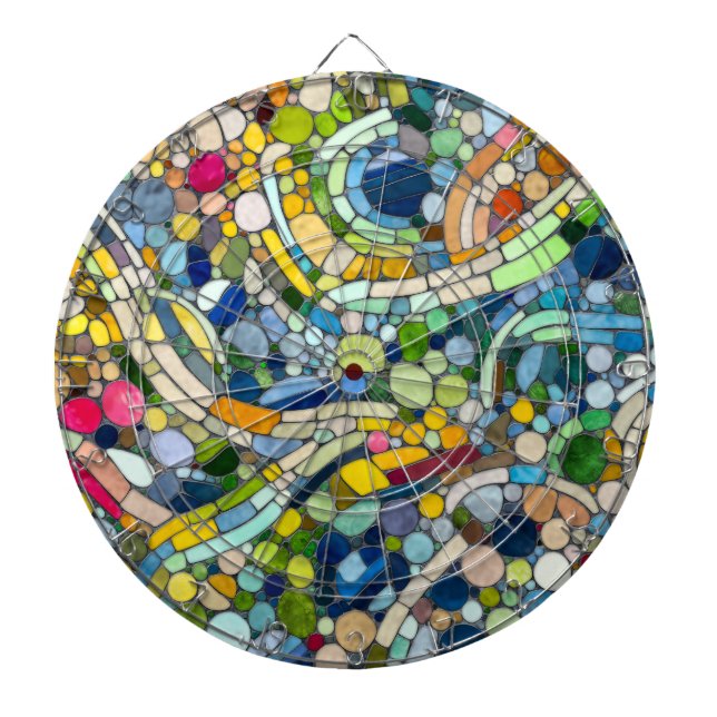 Colorful Pebbles Mosaic Art Dart Board (Front)