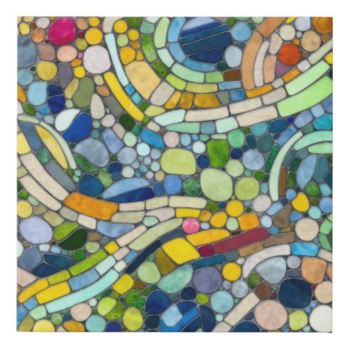 Colorful Pebbles Mosaic Art Faux Canvas Print
