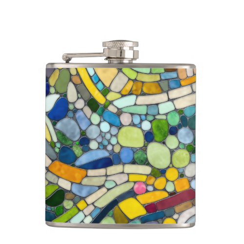 Colorful Pebbles Mosaic Art Flask