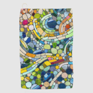 Colorful Pebbles Mosaic Art Golf Towel