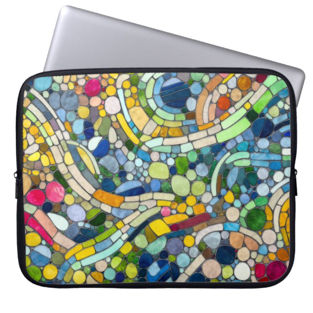 Colorful Pebbles Mosaic Art Laptop Sleeve (Front)