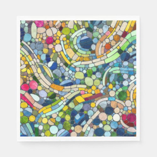 Colorful Pebbles Mosaic Art Napkins