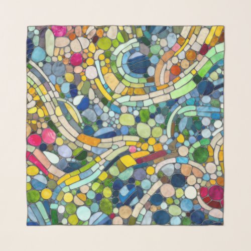 Colorful Pebbles Mosaic Art Scarf