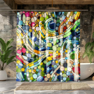Colorful Pebbles Mosaic Art Shower Curtain