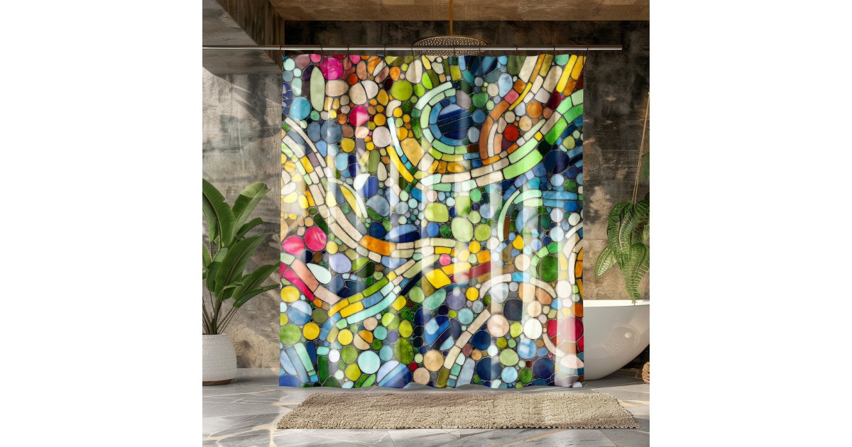 Colorful Pebbles Mosaic Art Shower Curtain | Zazzle