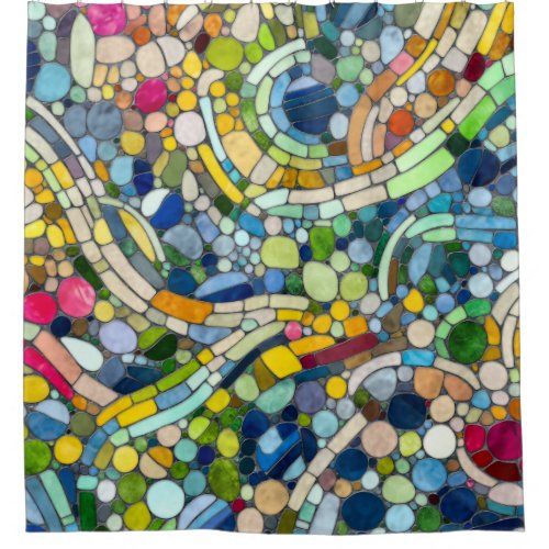 Colorful Pebbles Mosaic Art Shower Curtain
