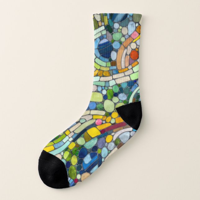 Colorful Pebbles Mosaic Art Socks (Left Outside)