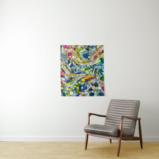Colorful Pebbles Mosaic Art Tapestry (In Situ)