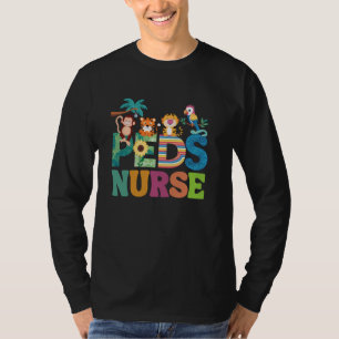 Colorful Peds Nurse Cute Animals PEDS Oncology Nur T-Shirt