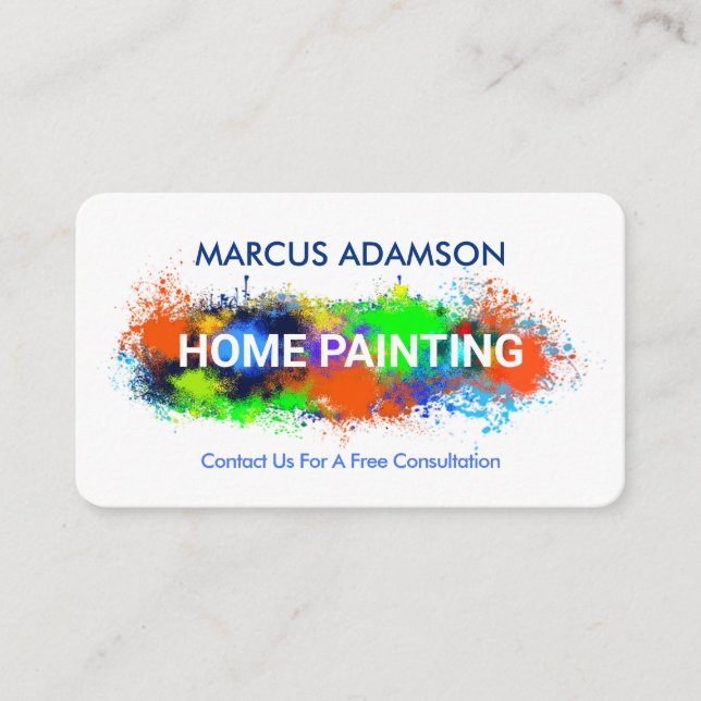 Colorful Peeling Wall Paint Splatter Business Card (Front)